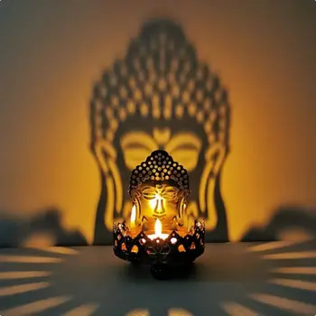 Shadow Art Полый Резной Подсвечник Tealight из медного сплава с полым Буддой, Резной буддийский Теневой светильник, буддийские Принадлежности