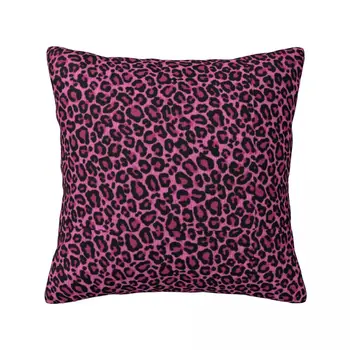 Наволочка с леопардовым принтом в стиле Фанки, Розовая, с черными пятнами, наволочка весеннего цвета, Полиэфирная подушка, чехол на молнии