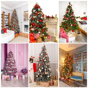 Рождественские фоны для фотосъемки SHUOZHIKE, Подарок на дерево, Детский Фотофон для студийной фотосессии, реквизит YDH-03