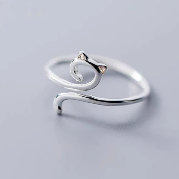 Милые кольца для пальцев с кошачьими ушками, женское Открытое Минималистичное кольцо, Простые ювелирные изделия ручной работы, регулируемые для помолвки, подарок для вечеринки