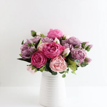 Букет Гортензии с 5 головками, Искусственные цветы, украшение комнаты и дома, Свадебная цветочная композиция 