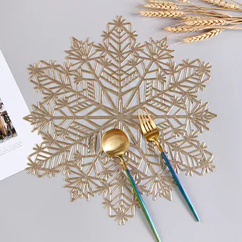 Рождественский Декоративный коврик для чаш с изоляцией из ПВХ, коврик для обеденного стола, коврик для посуды в форме снежинки, украшение ресторана