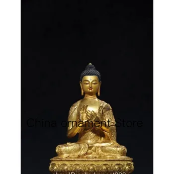 Позолоченная бронзовая статуя тибетского буддизма Статуя Будды Шакьямуни Дипанкара 29 см