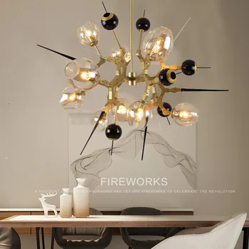 Скандинавский Простой Современный Дизайнерский креативный светильник для гостиной и столовой Стеклянный шар Концепция фейерверка Молекулярная люстра